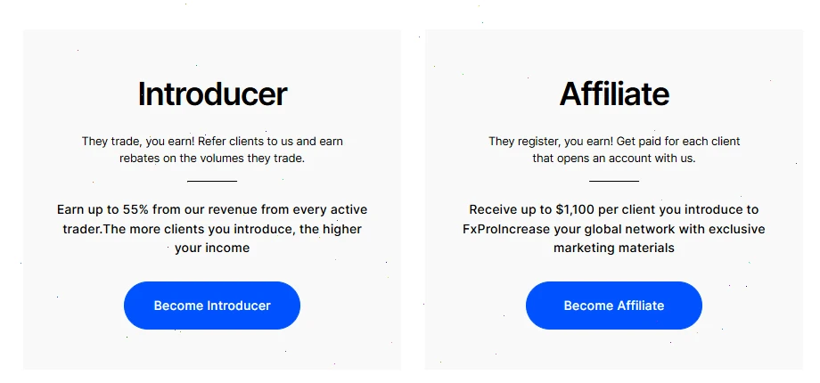 Сравнение FxPro Affiliate и Introducer