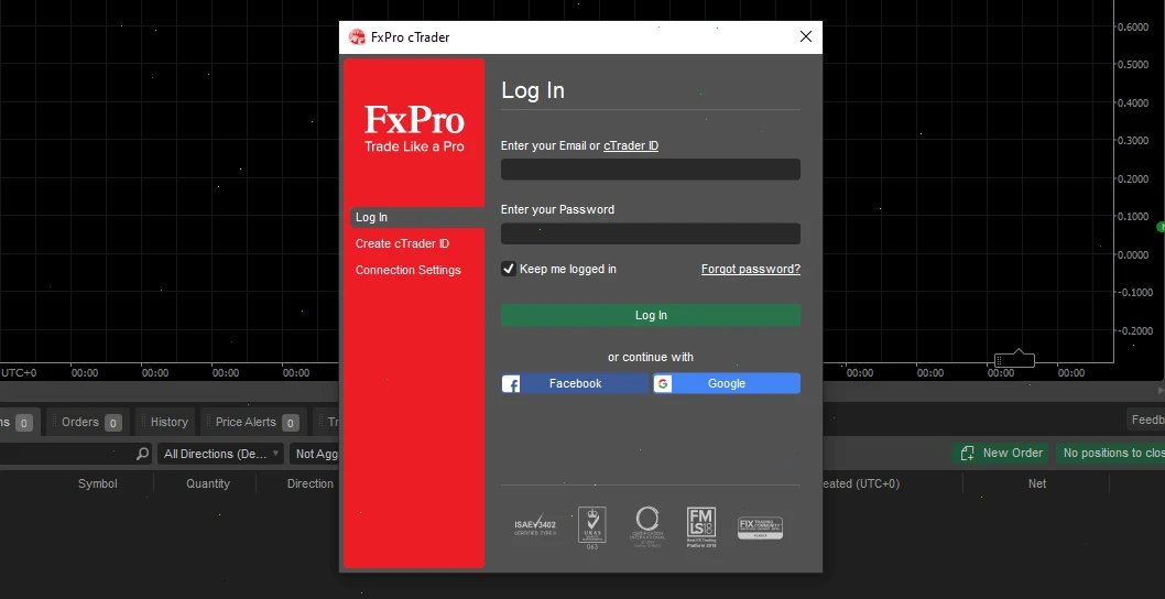 Вход в FxPro cTrader через cTID